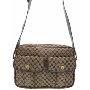 Celine Macadam Leather Shoulder Bag Brown
